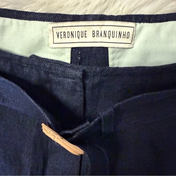 Veronique Branquinho 100% Linen Pants Navy Blue IT 40 / US 4 Made in Italy - Picture 5 of 7